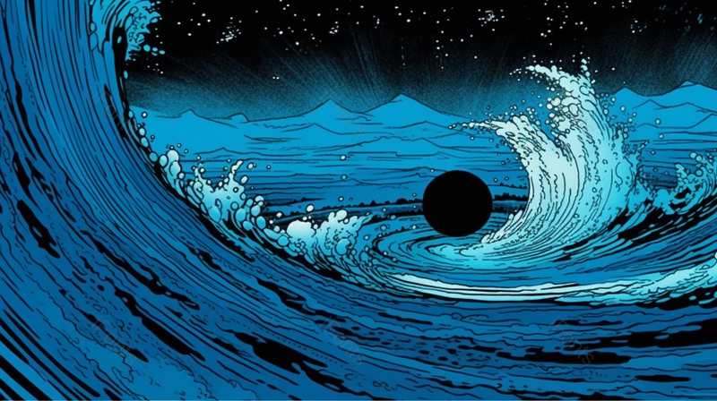 蓝色黑洞海洋卷起巨浪海浪海水漩涡抽象幻想插画,插画/手绘图,插画/手绘图库,插画/手绘图下载,插画/手绘